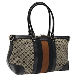 Gucci-GUCCI Diamante Sherry Line Tote Bag Canvas Beige Brown black 257341 Auth MX013-Brown,Black,Beige