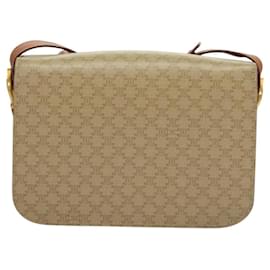Céline-CELINE Macadam Canvas Shoulder Bag Beige Gold Auth BD1692-Beige,Golden