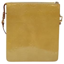 Louis Vuitton-LOUIS VUITTON Monogram Vernis Motto Accessory Pouch Beige M91136 LV Auth MX027-Beige