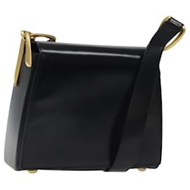 Céline-CELINE Shoulder Bag Leather Black Gold Auth BD1791-Black,Golden