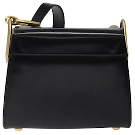 Céline-CELINE Shoulder Bag Leather Black Gold Auth BD1791-Black,Golden