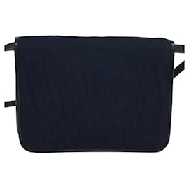 Christian Dior-Christian Dior Trotter Canvas Shoulder Bag Navy Gold Auth ep8528-Golden,Navy blue