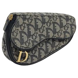 Christian Dior-Christian Dior Trotter Canvas Saddle Pouch Navy Auth MX016-Navy blue