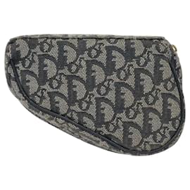 Christian Dior-Christian Dior Trotter Canvas Saddle Pouch Navy Auth MX016-Navy blue