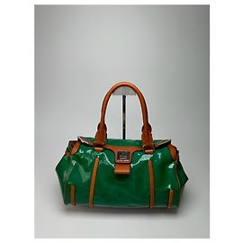 Céline Bolsa de viagem vintage em couro envernizado Celine Paris verde / marrom Verde