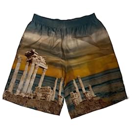 Versace-Bermuda de seda Versace-Multicor,Caramelo,Turquesa