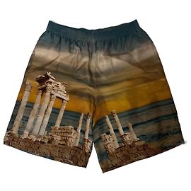 Versace Temple Silk Shorts Multicolor Multiple colors Caramel Turquoise