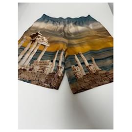 Versace-Bermuda de seda Versace-Multicor,Caramelo,Turquesa