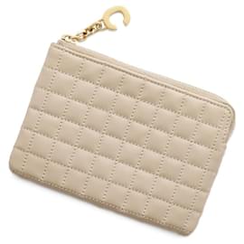 Céline-Celine Beige Leather Card Case-Beige