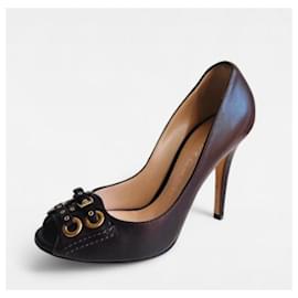 Casadei-Casadei Brown Open-toe Heels/Pumps-Brown