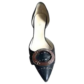 Prada-Prada escarpins noirs à enfiler avec talons kitten taille 36,5/37-Noir