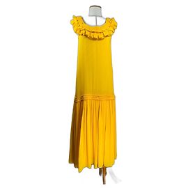 Opening Ceremony Chiffon Rüschen Maxikleid Gelb Gelb
