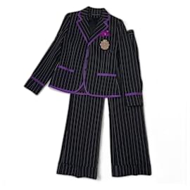 Ralph Lauren-Ralph Lauren pinstriped pantsuit y2k-Black,Dark purple