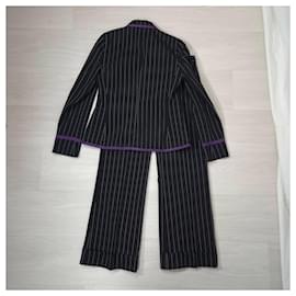 Ralph Lauren-Ralph Lauren pinstriped pantsuit y2k-Black,Dark purple