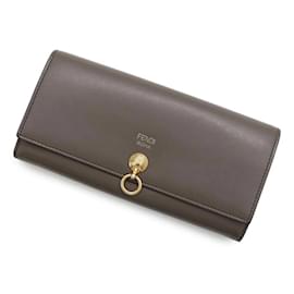 Fendi-Fendi Brown Leather Long Wallet-Brown