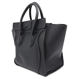 Céline-Celine Black Leather Handbag-Black