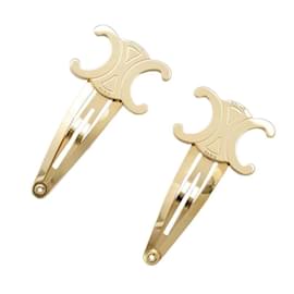 Céline-Celine Gold Metal Hair Clip-Golden