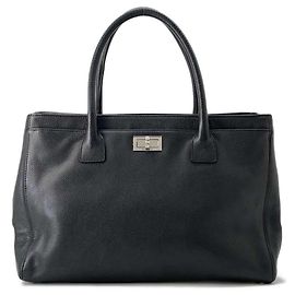 Chanel 2.55 Executive Line Leather Tote Bag Black