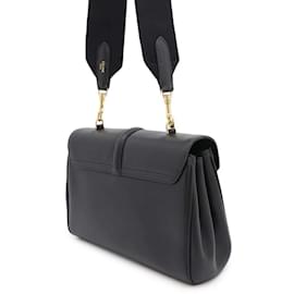 Céline-Celine Black Leather Shoulder Bag-Black
