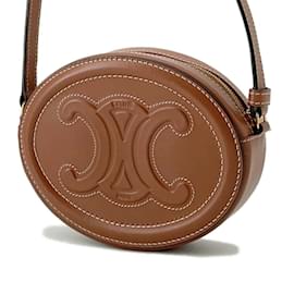 Céline-Celine Brown Leather Shoulder Bag-Brown