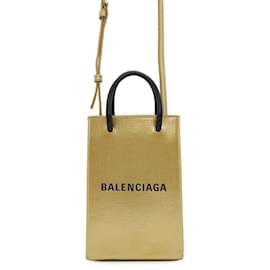 Balenciaga-Sac à épaule en cuir doré Balenciaga-Doré