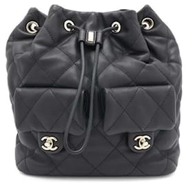 Chanel-Chanel Black Lambskin Backpack-Black