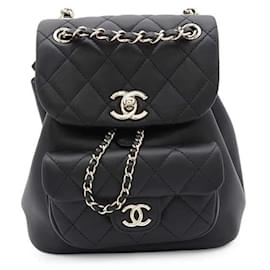 Chanel-Chanel Matelasse Coco Mark Lambskin Backpack-Black