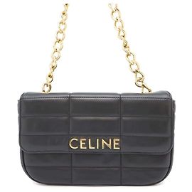 Céline Borsa a Spalla Celine Chain Matelassé Monocromatica Nero