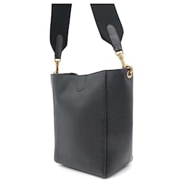 Céline-Celine Black Leather Shoulder Bag-Black