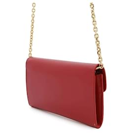 Céline-Celine Chain Wallet in Red Leather-Red