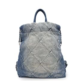Chanel-Chanel Denim Backpack-Blue