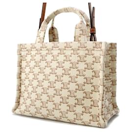 Céline-Celine Handbag Cabas Thais Canvas Small-Brown,Beige