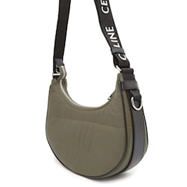 Céline-Celine AVA Quilted Medium Nylon Shoulder Bag-Khaki