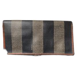 Fendi-Fendi Pecan Leather Wallet Beige/Black-Black,Beige