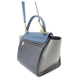 Céline-Celine Trapeze Leather Handbag-Brown,Blue,Navy blue