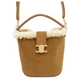 Céline-Celine Louise Medium Suede Tote Bag-Brown