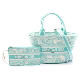 Christian Dior-Dior DIORIVIERA Tote Bag Canvas Embroidery-Green