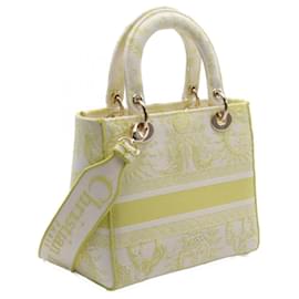 Christian Dior-Christian Dior Lady D-Lite Medium Canvas Handbag-Yellow