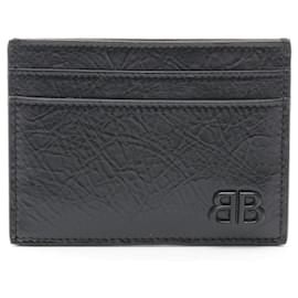 Balenciaga-Balenciaga Monaco Leather Card Case Black-Black