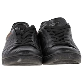 Louis Vuitton- Louis Vuitton Luxembourg Monogram Sneakers in Black Leather-Black