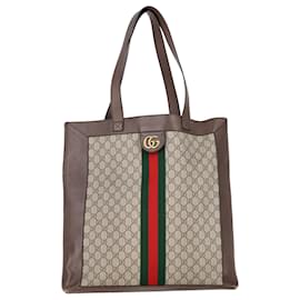 Gucci- Gucci Large Ophidia GG Tote Bag in Beige Coated Canvas-Beige