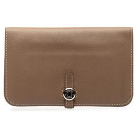 Hermès Hermes Dogon GM Long Wallet Swift Leather Etoupe Silver Grey