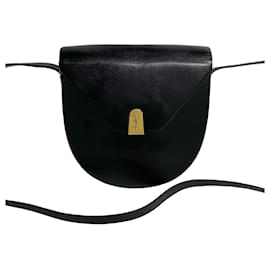 Yves Saint Laurent-Yves Saint Laurent Lizard Leather Shoulder Bag Black-Black