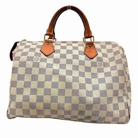 Louis Vuitton-Louis Vuitton Damier Azur Speedy 30 Handbag-White