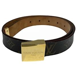 Louis Vuitton-Louis Vuitton Monogram Santur Carre M6801 Men's Belt-Brown,Monogram