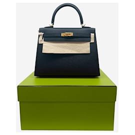 Hermès-Black 2024 Kelly 20 bag in Epsom Sellier leather-Black