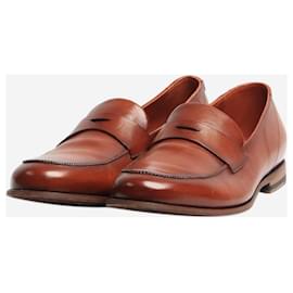 Autre Marque-Tan leather loafers - size EU 37.5-Brown