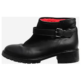 Fendi-Black fleece ankle boots - size EU 39-Black