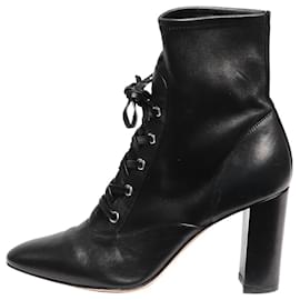 Gianvito Rossi-Bottes chelsea en cuir noir à lacets - taille EU 39.5 (UK 6.5)-Noir