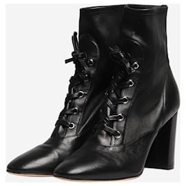 Gianvito Rossi-Bottes chelsea en cuir noir à lacets - taille EU 39.5 (UK 6.5)-Noir